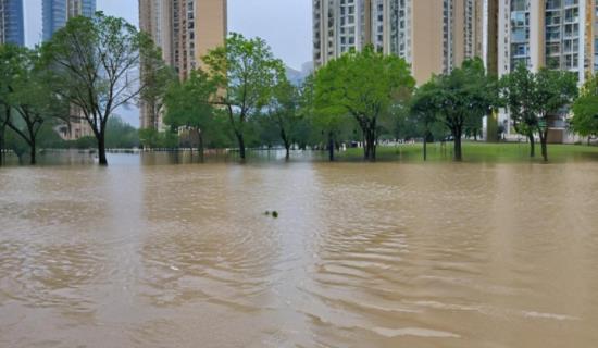 城市雨季居民区积水内涝深度监测站 实时捕捉积水深度变化